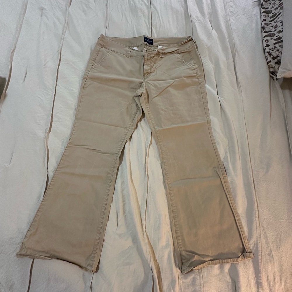 American Eagle Outfitters Tan Flare Wide Leg Pants